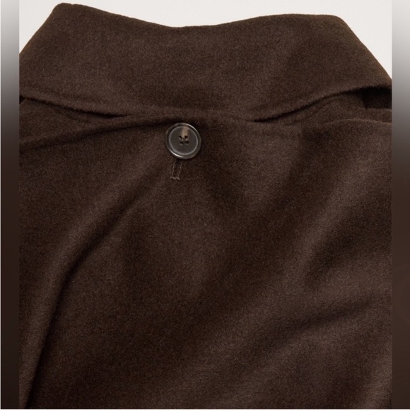 BRAND NEW! BR Chocolate Brown Oversized Double-Faced Wool Cape Coat - Picture 6 of 9